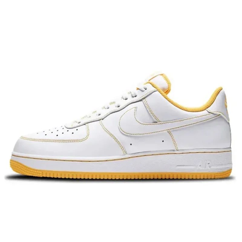 Nike-Air Force 1 Basses pour Femmes et Femmes, Chaussures de Skateboard Confortables, Unisexes, Blanc, Orange