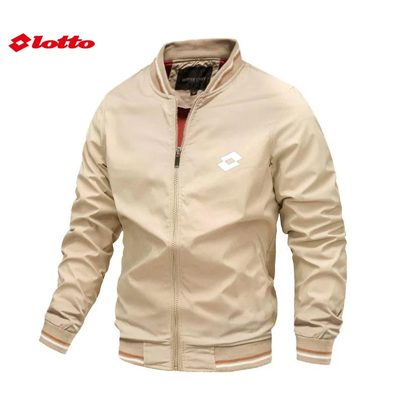 Embroidered Autumn and Winter Men's Stand Collar Casual Zipper Jacket Outdoor Sports Coat Windbreaker Jacket for Men Waterproof