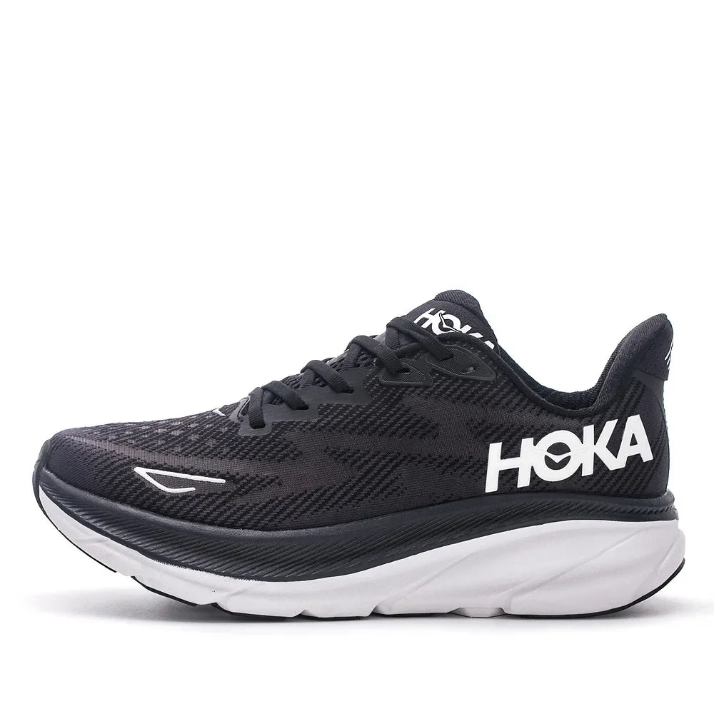 HOKA Clifton 9 Women and Men Black Gold Fabric Non-slip Wear-resistant Low-top Running Shoes Trainer Sneakers