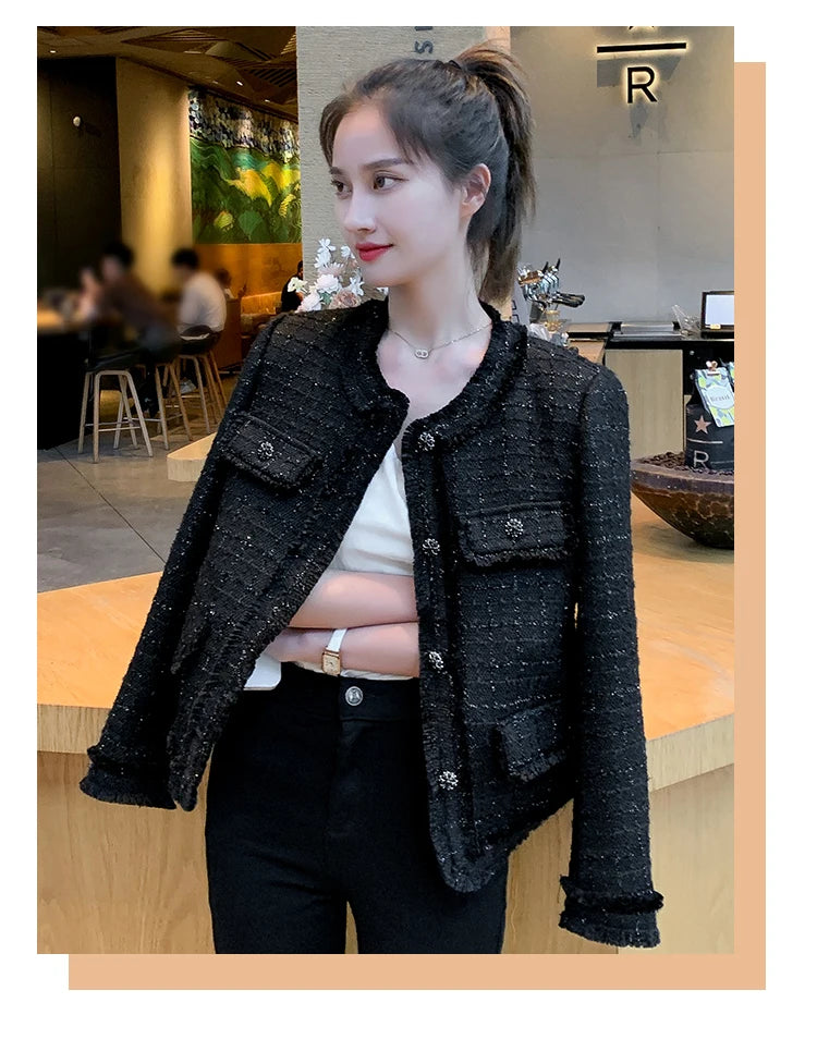 Jielur Autumn New Sweet Ladies Elegant Women Jackets Solid Street Fashion Jackets Woman Black Casual Loose Slim Coats Female