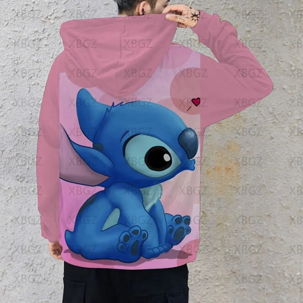 Disney Stitch Sweatshirt Woman 2024 Men's Sweatshirts Fashion Y2k Hoodie  Women's Couple Outfit Lovely Hoodies 3D Print Stitch