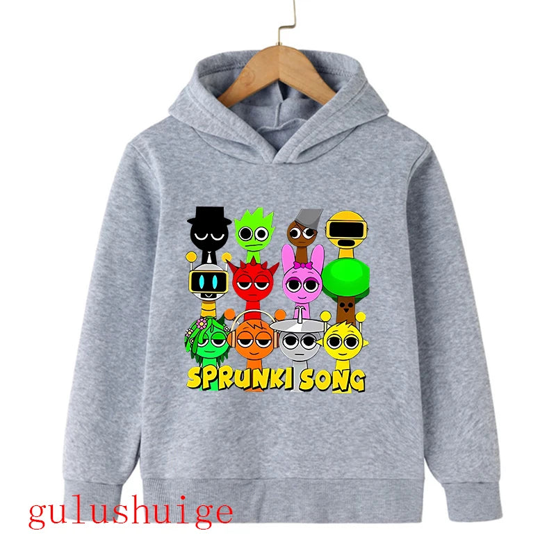 Sprunki Hoodie Fashion Kids Incredibox Hoodies Warm Sweatshirts Children's Winter Soft Clothing Cartoon Hoodie