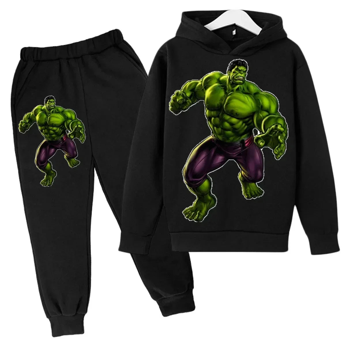 Kids Cartoon Green Giant Super Hero Superstar Boys Girls Spring/Autumn Clothing Children's Fashion Hoodie Pants Set 2-14 Years