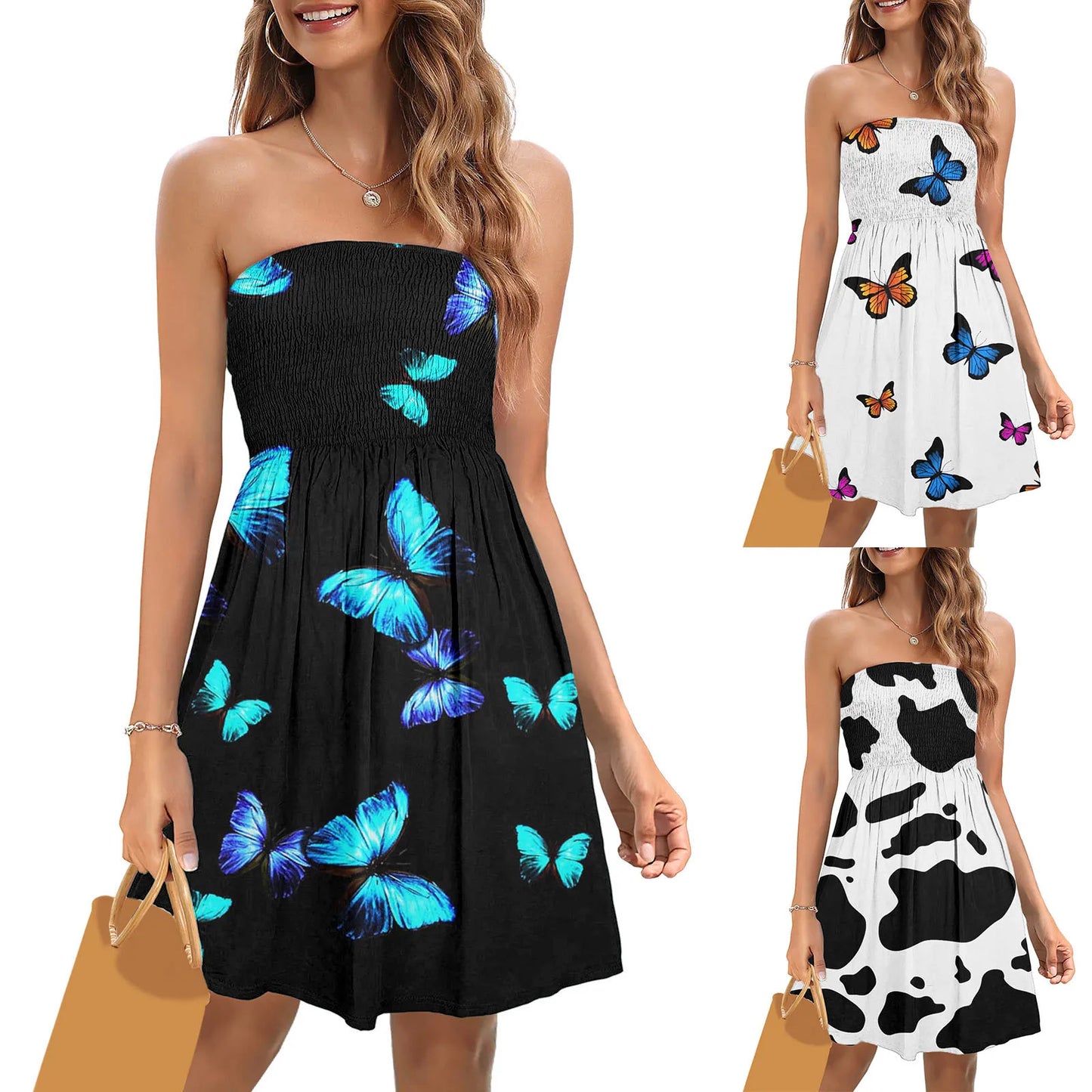 Strapless Sleeveless Summer Woman Dresses 2024 ropa de mujer