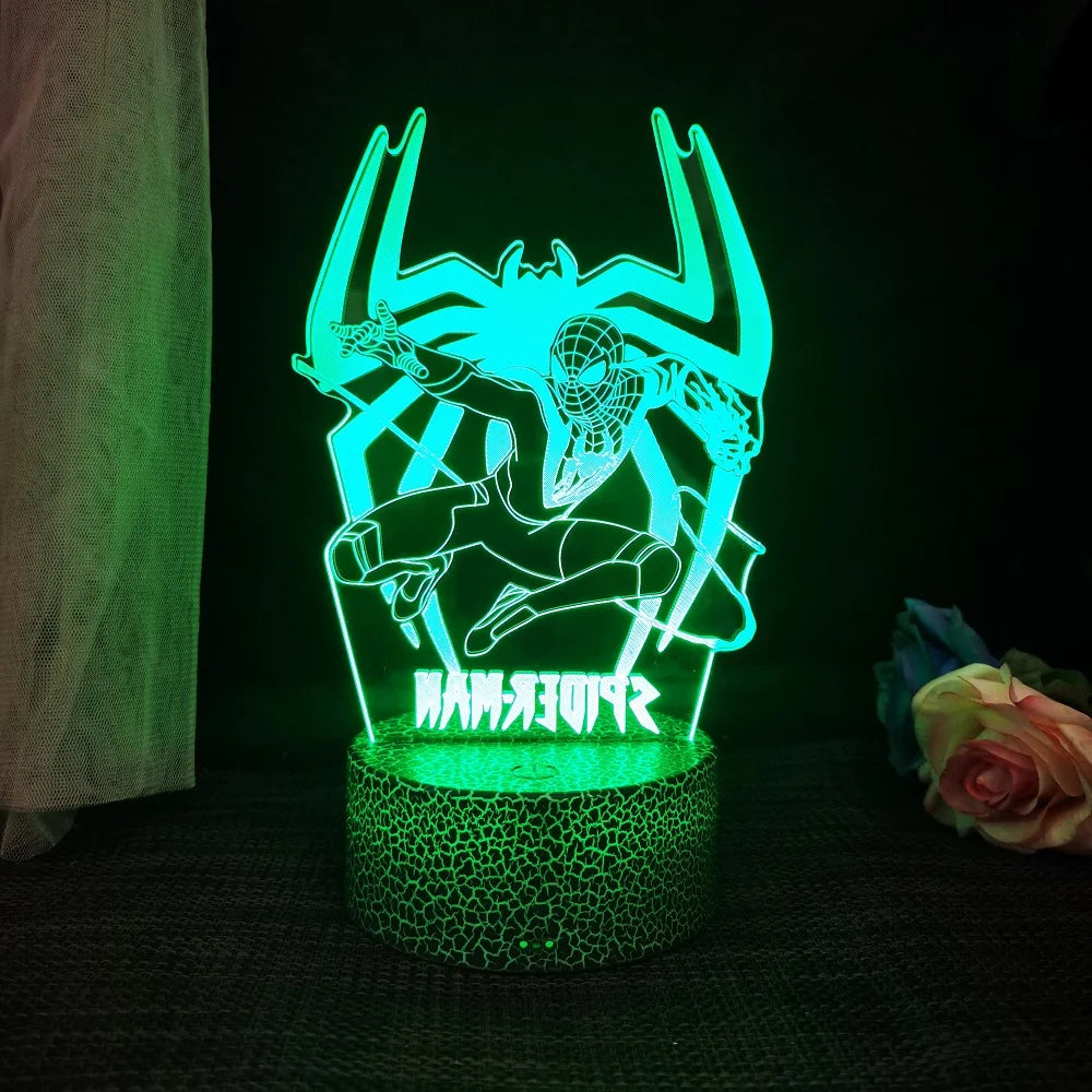 Hot Spider-Man 3D LED night light Remote control and touch 16 colors variable battery USB plug-in electric light Decoration ligh