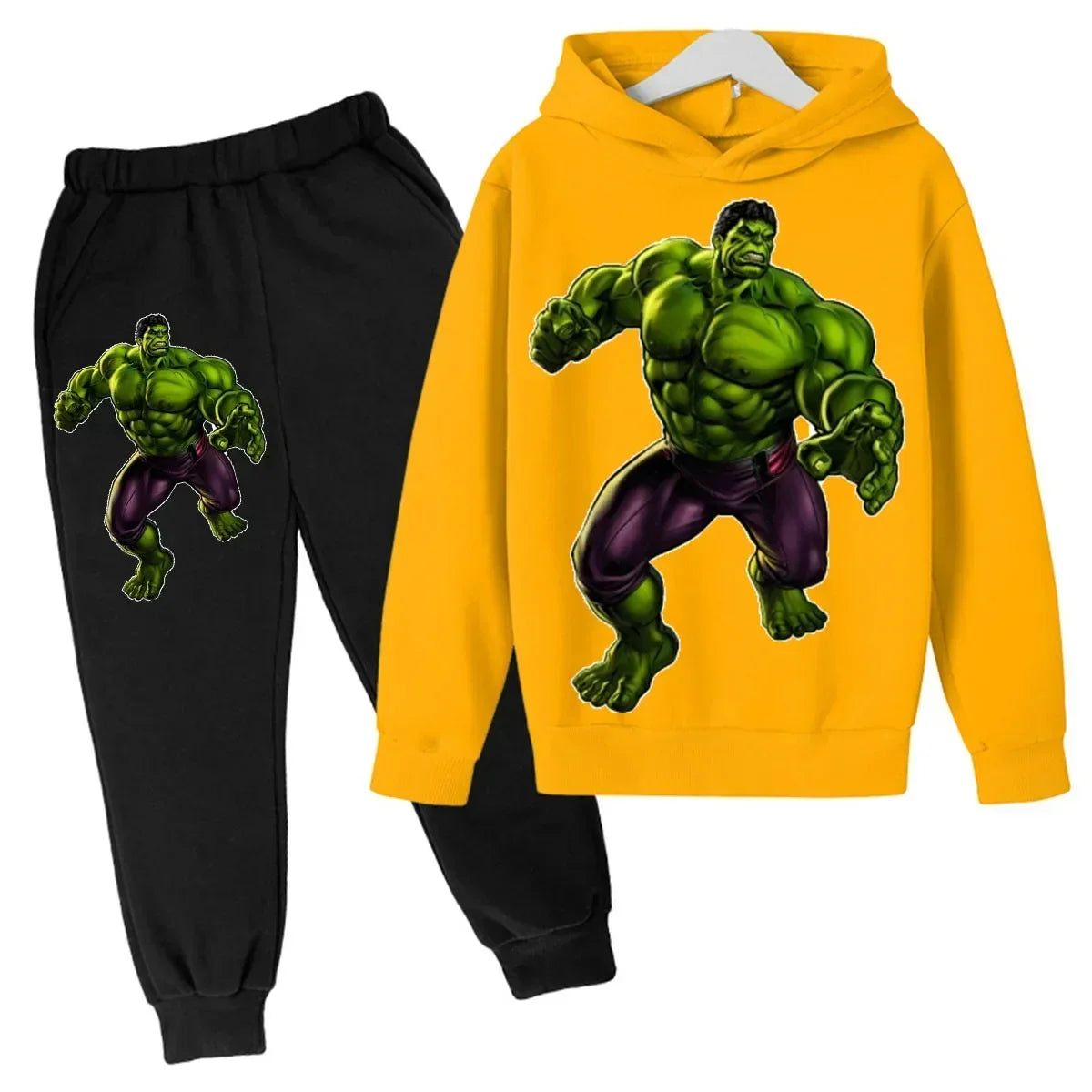 Kids Cartoon Green Giant Super Hero Superstar Boys Girls Spring/Autumn Clothing Children's Fashion Hoodie Pants Set 2-14 Years