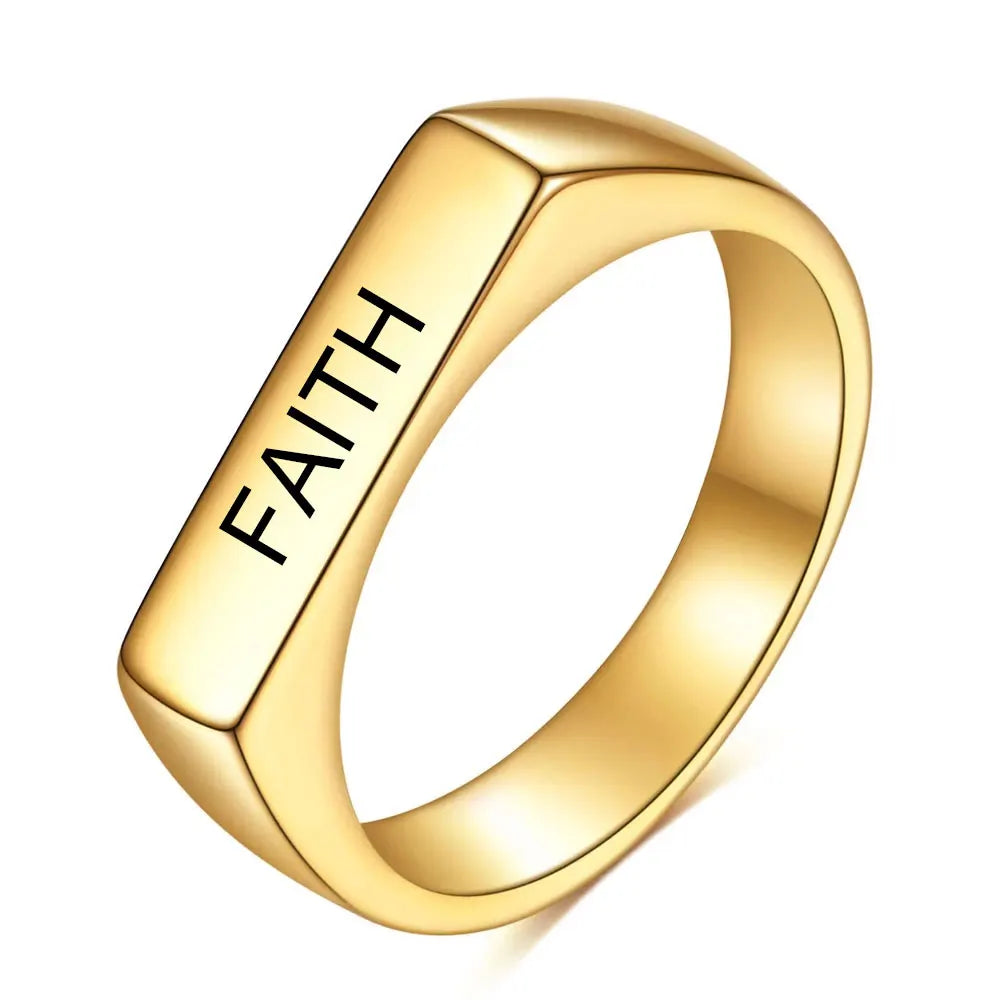 New Stainless Steel Special Engraved Letter Faith HOPE LOVE Rings for Women Couple Ring Engagement Jewelry