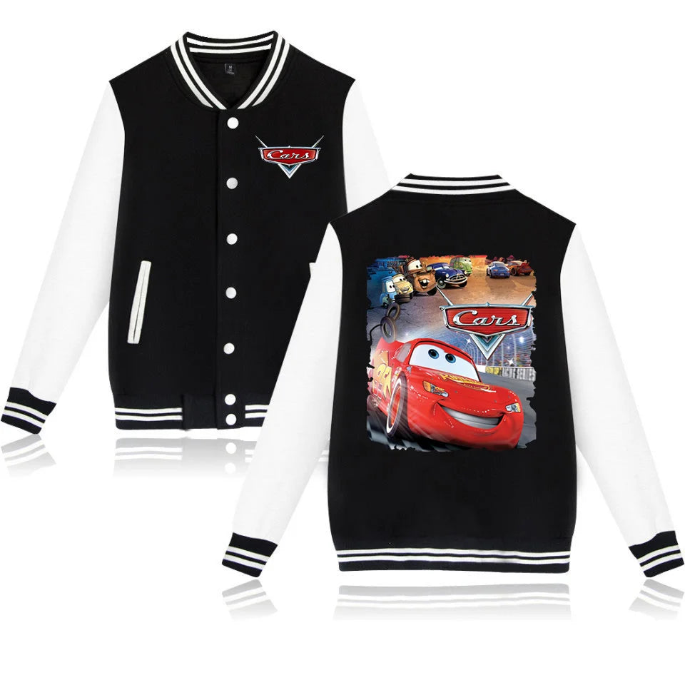 Pixar Cars Lightning McQueen Baseball Jacket Men Women Hip Hop Harajuku Jackets Streetwear Kids Boys Girls College Coats