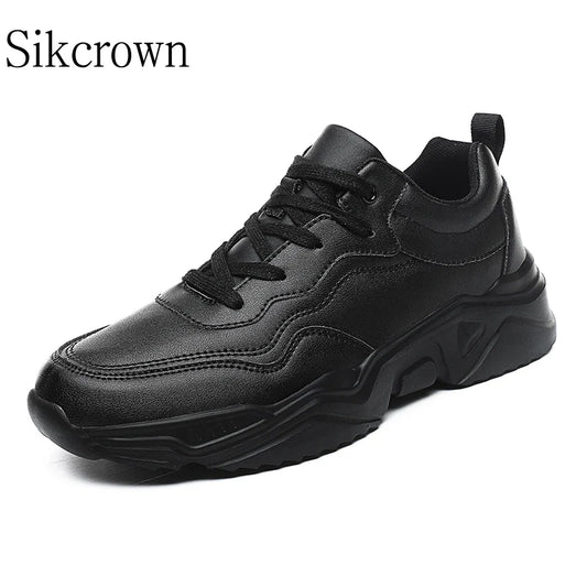 Black Chunky Sneakers Men PU Waterproof Winter Warm Plush Masculino Running Outdoor Walking Sneakers Men Casual Shoes Big 46