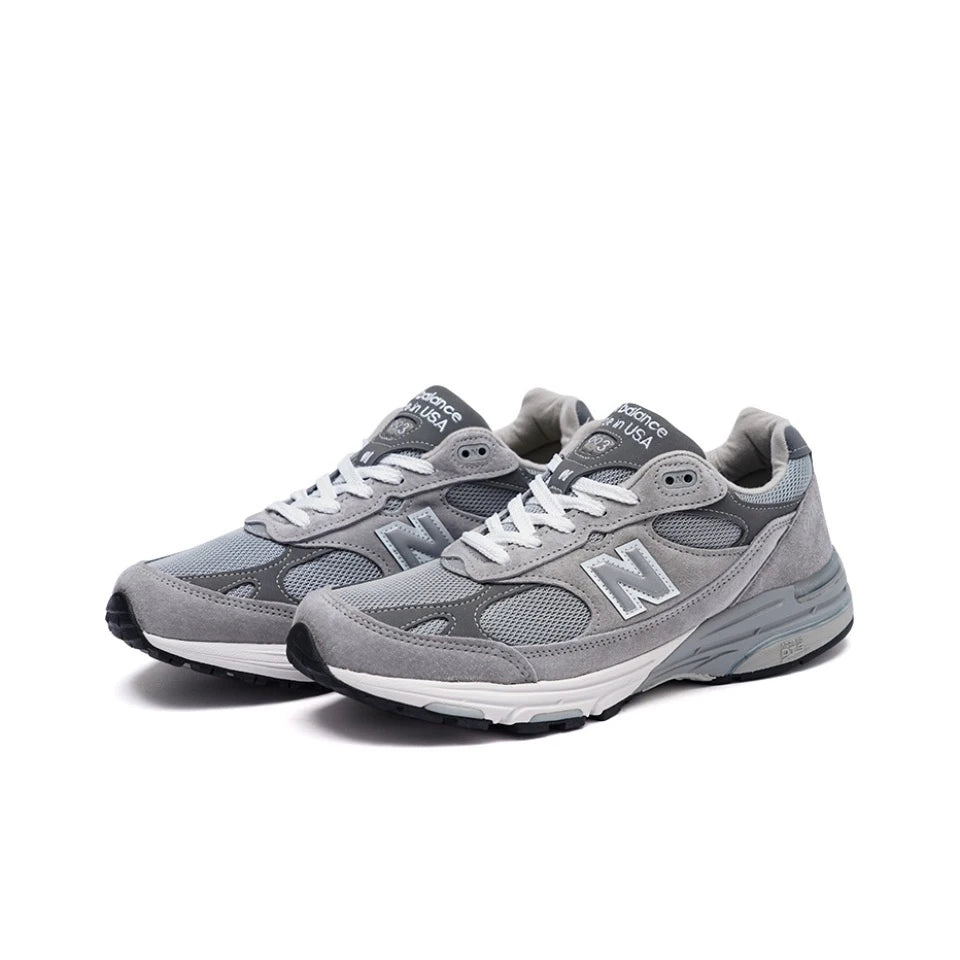 Original New Balance NB 993 "President" Classic Vintage Mesh Leather Casual Men's and Women's Running Shoes White Silver M993GL