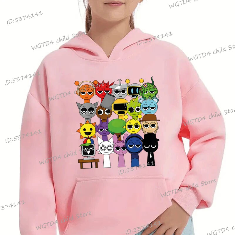 Sprunki Game Figure Hoodies Boys Girls Travel Sweatshirts Cartoon Incredibox Game Long Sleeve Streetwear Funny Sprunki Hoodie