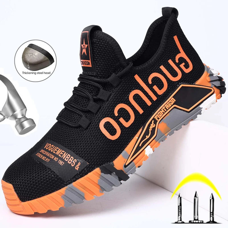 Work Sneakers Men Women Work Shoes With Steel Toe Indestructible Safety Shoes Men Puncture-Proof Work Safety Boots Lightweight