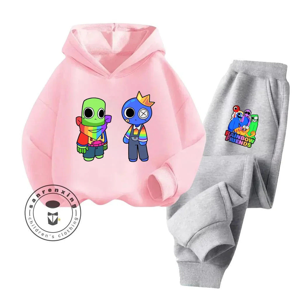 2024 Stylish and Cozy Cartoon Rainbow Friends Long Sleeve Stand Out Design Suitable for Children 3-14 Years Old New Hoodie Set