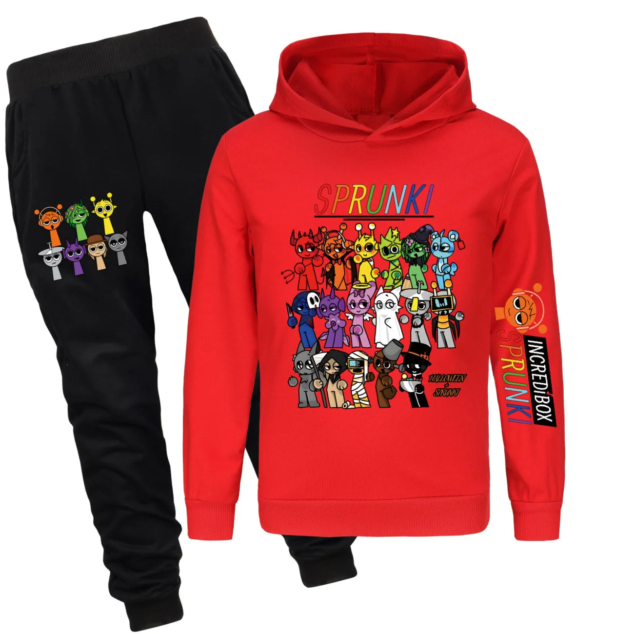 Sprunki Clothes Kids Game Cartoon Incredibox Jumper Boys Fashion Long Sleeve Sweatshirts+ Pants 2pcs Suits Toddler Girls Outfits