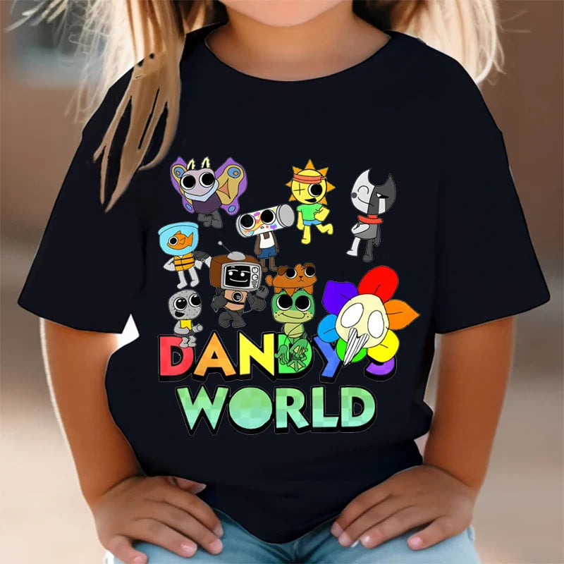 Dandy's World Print T Shirt For Kids Boy 2025 New Fashion Dandys World Anime Short Sleeve Tshirt Y2k Tops Toddler Girls Clothes