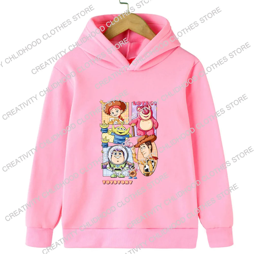 ToyStory Woody Children Hoodies Disney Sweatshirt Kawaii Pullover Bass Lightyear Anime Cartoons Casual Clothes Girl Boy Kid Tops