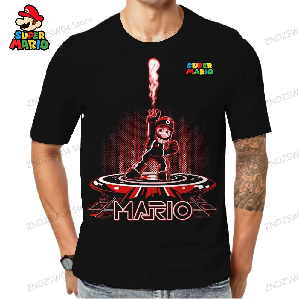 Y2k Super Mario 3D Print Parent-child Wear 110-6XL Men's Children's T-Shirt Short Sleeve 2024 Summer Harajuku Style Fashion Tops