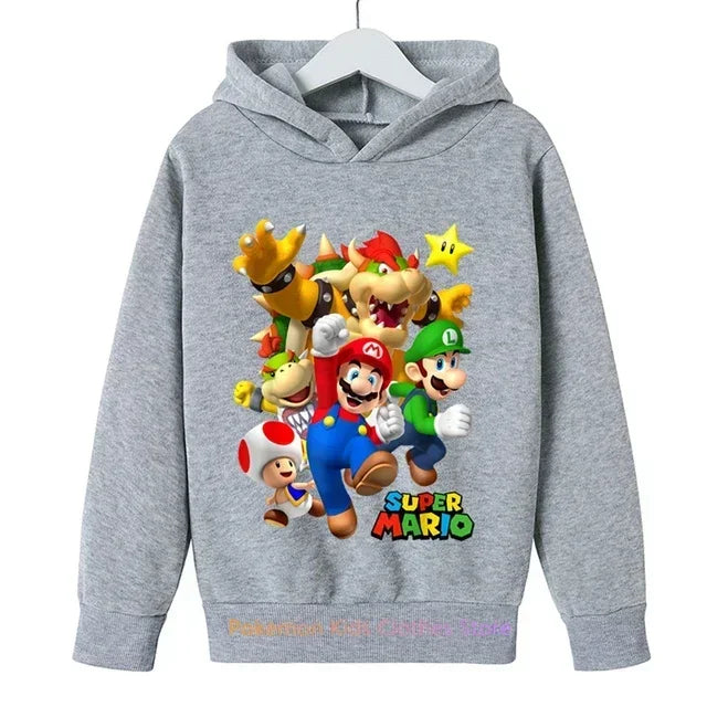 Fashion Children Game Super Mario Sweatshirt Baby Boys Girls Cartoon Pullovers Kids Autumn Clothes Mario bros Hoodies