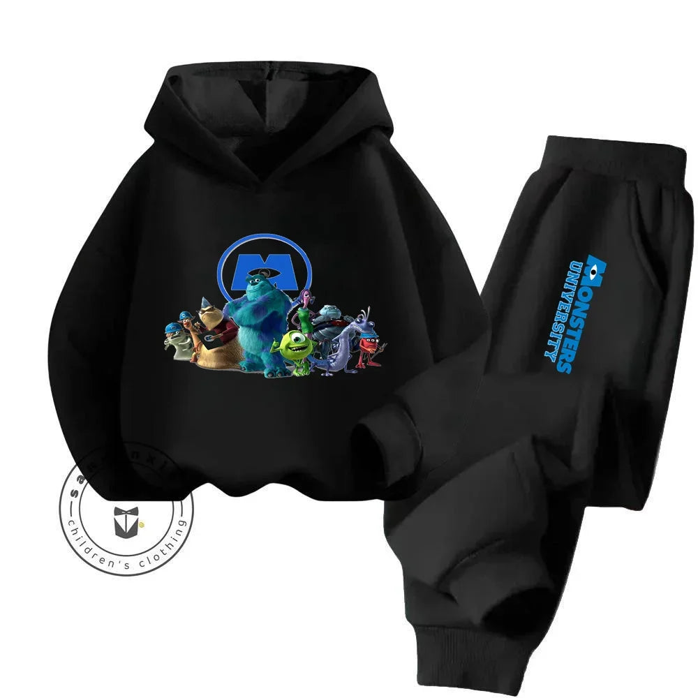 Casual Coziness Long Sleeve Sets That Are Loose Elastic and Perfectly Comfortable for Boys Girls Monsters Inc Cartoon Hoodie Set