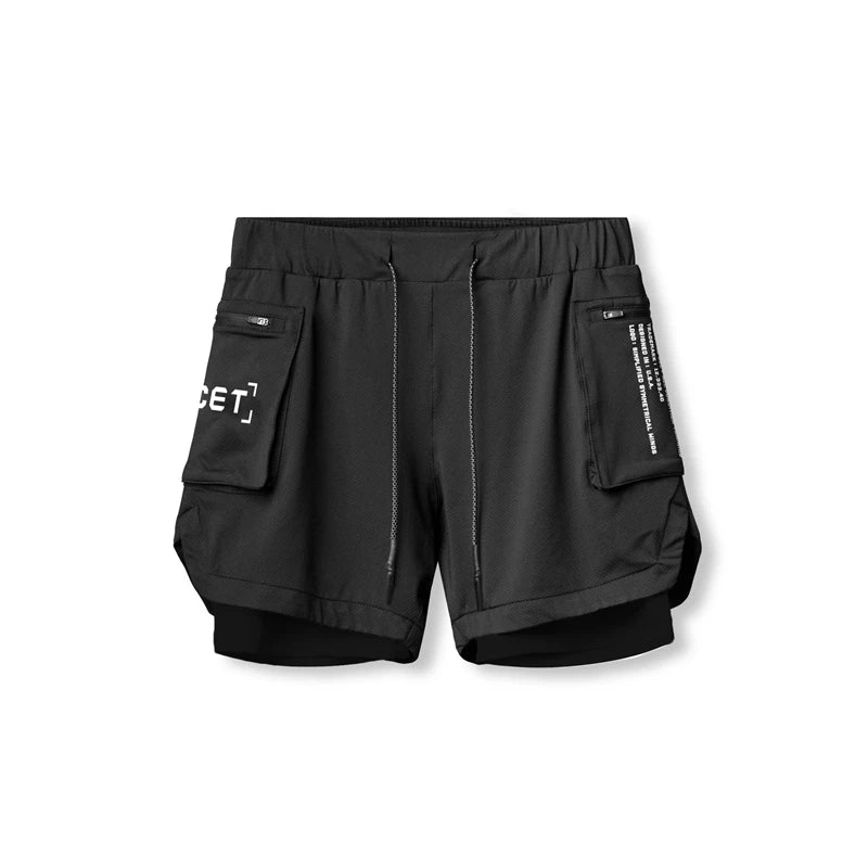 Men Sportswear Double-deck Running Shorts 2 In 1 Summer Short Pants