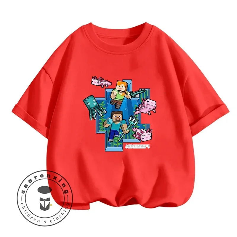 Minecraft New Summer Kids Clothes For Children Kawaii Cartoon Printed Baby Tops Cute Boys Girls Short Sleeves T-shirts