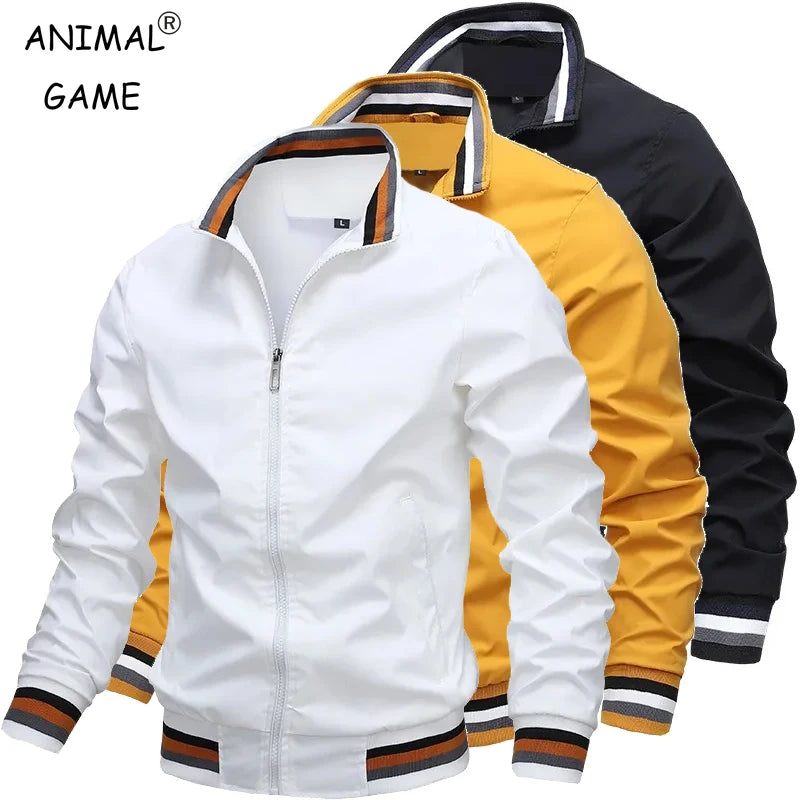 New Men's Stand Collar Zipper Jacket Casual Outdoor Waterproof Sweatwear Jogging Bomber Coat Windbreaker Jacket for Men