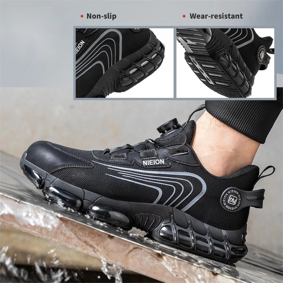 Rotating Buttons Work Safety Shoes Work Sneakers Men Protective Shoes Puncture-Proof Indestructible Shoes Security Boots