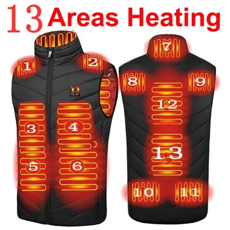 9/13Areas Heated Vest Men Women Heated Jacket Winter Usb Heating Vest Self Heating Thermal Vest Heating Down Jacket Warmte Vest