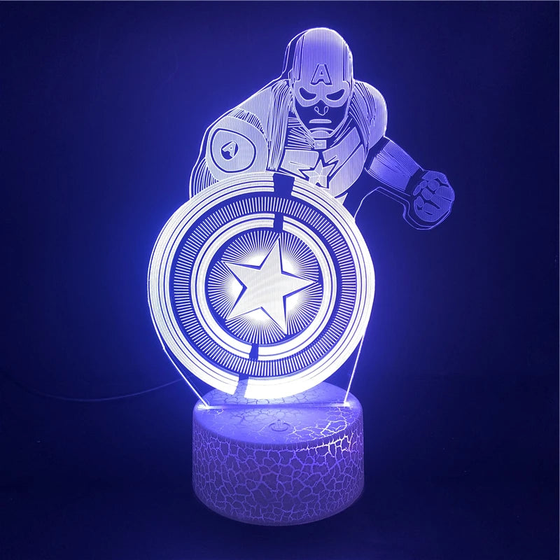 Anime The Avengers Infinity War 3D LED Nightlights Spiderman Ironman Hulk Thor Lamp Colorful Changing Night Lights Table Lampara