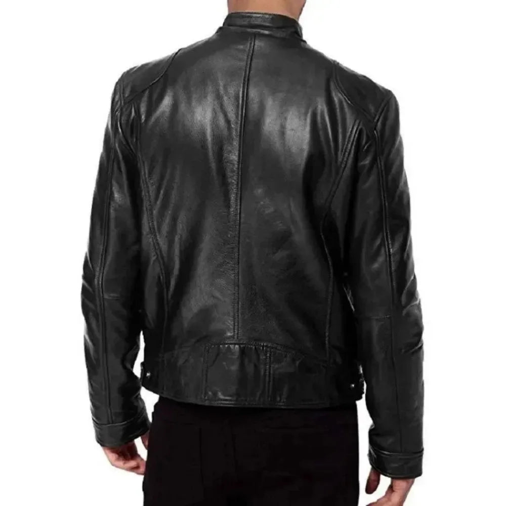 2024 Men's Leather Jacket with Punk Rock Elements European and American Men's Leather Jacket Stylish