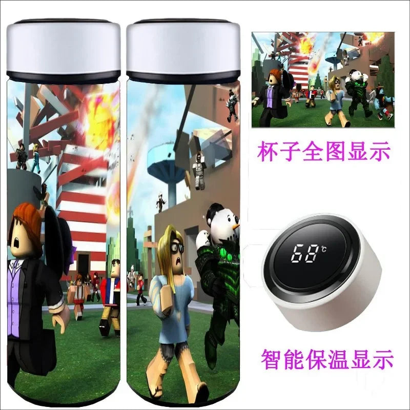 Roblox Cartoon Game Peripheral Sports Water Cup Stainless Steel Large-capacity Display Temperature Insulated Cup