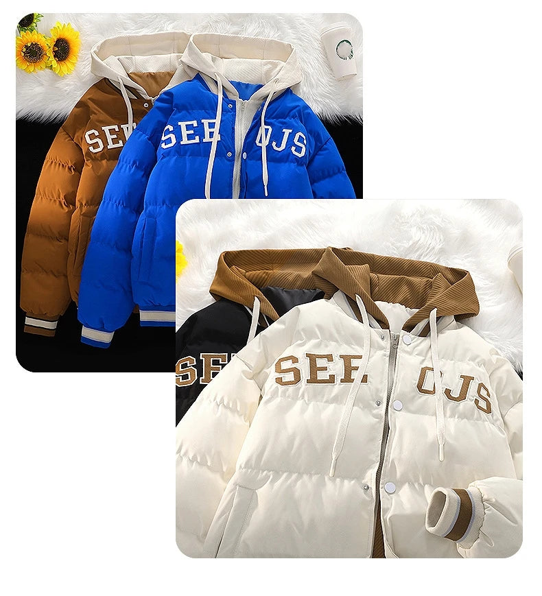 Baseball Uniform Cotton Parkas Hoodies Man Jackets Couple Keep Warm Winter Waterproof Coat Sports Women Outerwear Thick Clothing