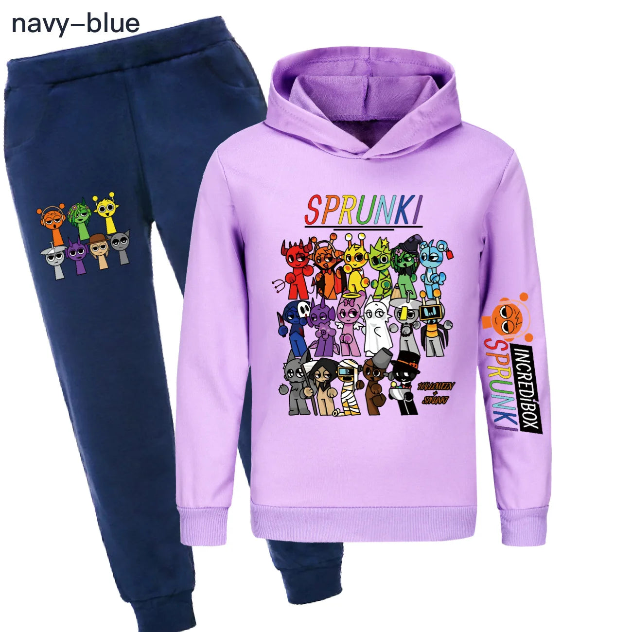 Sprunki Clothes Kids Game Cartoon Incredibox Jumper Boys Fashion Long Sleeve Sweatshirts+ Pants 2pcs Suits Toddler Girls Outfits