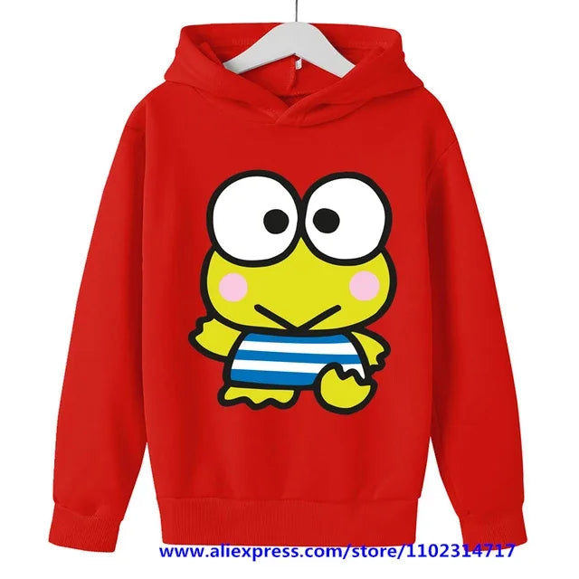 MINISO Kero Kero Keroppi Hoodie Kids Clothes Girls Clothing Sanrio Boys Sweatshirts Spring Boys Long Sleeves Cartoon Hooded