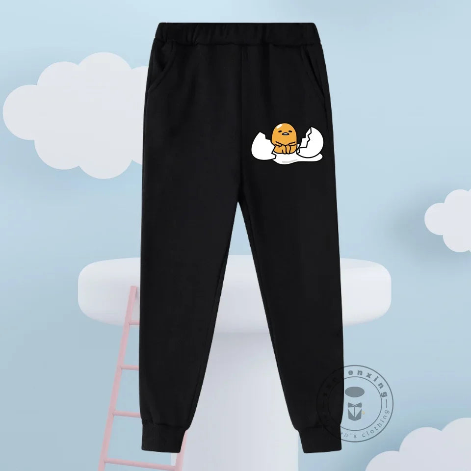 Kids Gudetama Hoodie Boys Girls Beautiful Clothes Sweatshirt Long Sleeve Sanrio Cartoon Print Top Pants Casual New Fall 2024