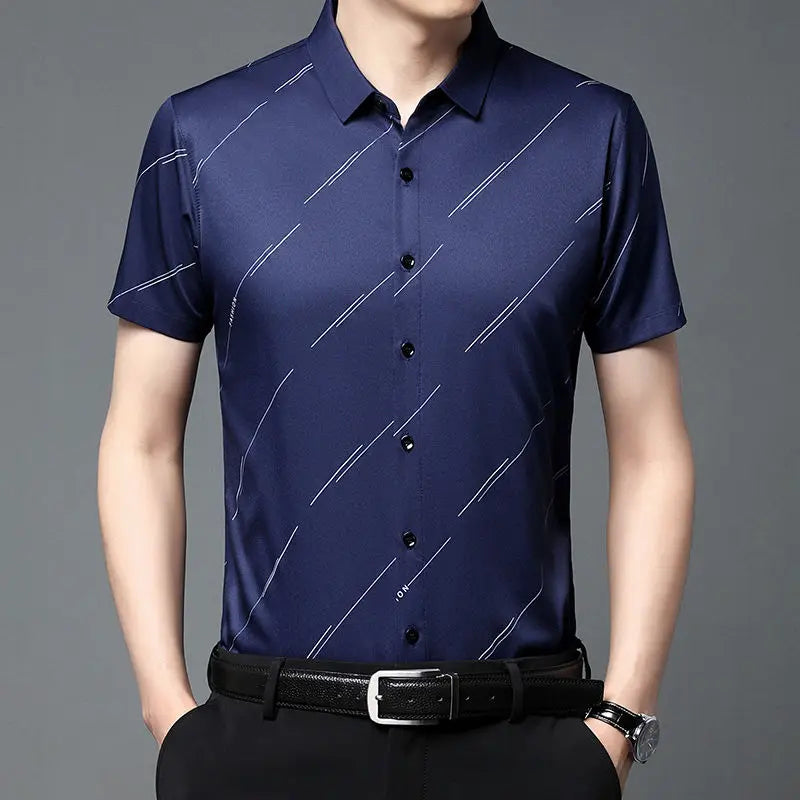 Summer Male Clothes All-match Single-breasted Polo-Neck Shirt