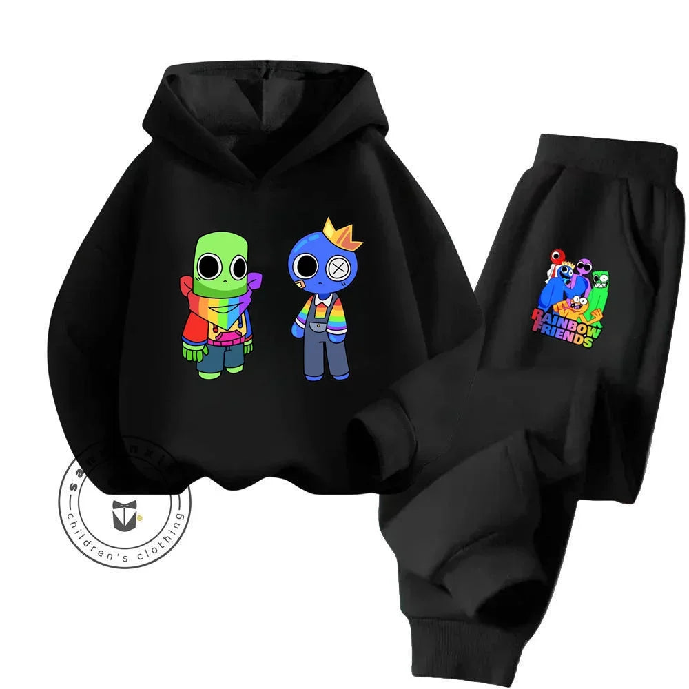 2024 Stylish and Cozy Cartoon Rainbow Friends Long Sleeve Stand Out Design Suitable for Children 3-14 Years Old New Hoodie Set