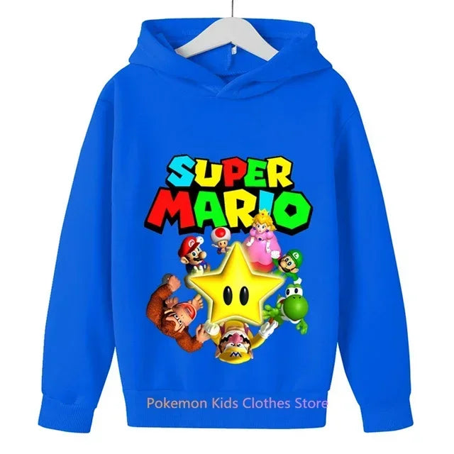 Fashion Children Game Super Mario Sweatshirt Baby Boys Girls Cartoon Pullovers Kids Autumn Clothes Mario bros Hoodies