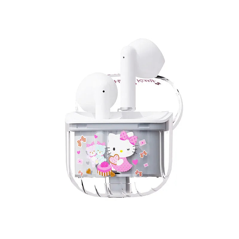 2024 New Hello Kitty Sanrio Bluetooth Earphones Girl Cute Flow of The Tide Game Music Noise Reduction Headphones Holiday Gifts