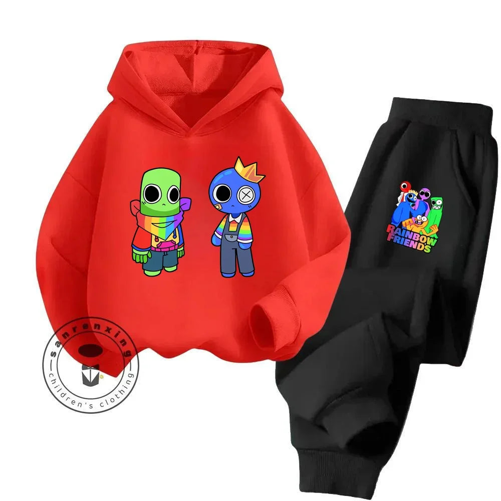 2024 Stylish and Cozy Cartoon Rainbow Friends Long Sleeve Stand Out Design Suitable for Children 3-14 Years Old New Hoodie Set