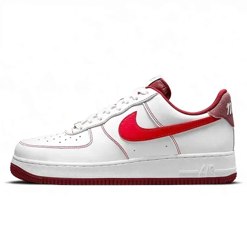 Nike-Air Force 1 Basses pour Femmes et Femmes, Chaussures de Skateboard Confortables, Unisexes, Blanc, Orange