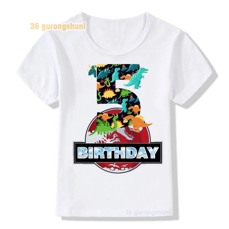 Happy birthday 2 3 4 5 years kids t-shirt cartoon dinosaur