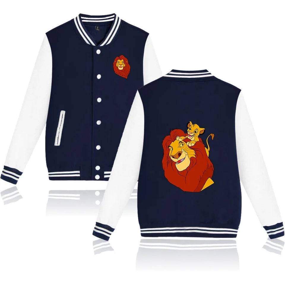 Disney The Lion King Simba Varsity Baseball Bomber Jacket Men Women Hip Hop Harajuku Jackets Kids Boys Girls Single Coats