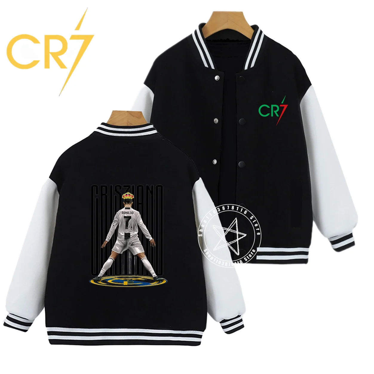 Autumn winter children handsome C Ronaldo personality print comfortable boys girls casual fashion kid thick baseball uniform