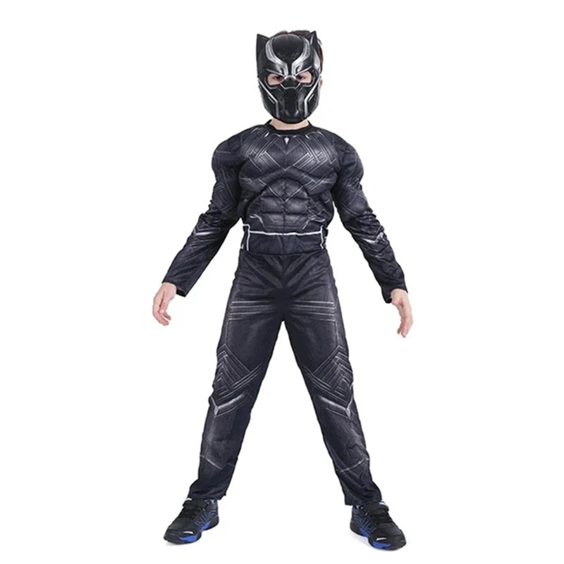 Superhero Spider Man Captain America Iron Man Thor Hulk Cosplay Costume Muscle Bodysuit Jumpsuit for Kids Halloween Party