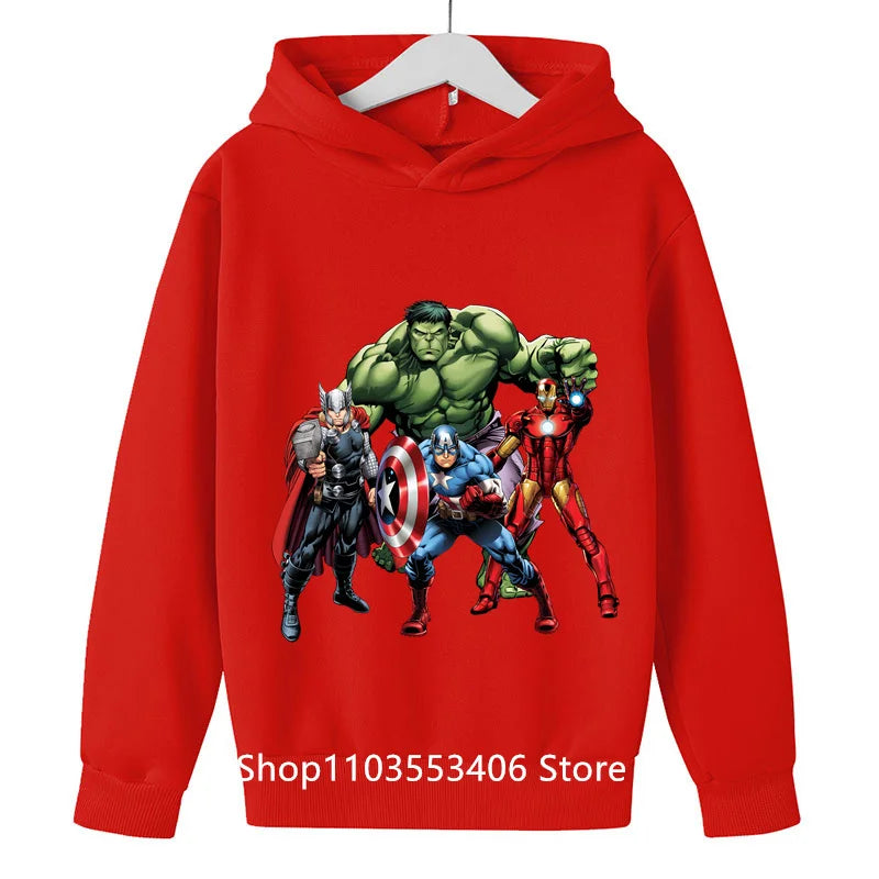 2024 Cartoon printed Hulk children's hoodie boys spring and autumn pullover boys cartoon top baby hoodie pure cotton