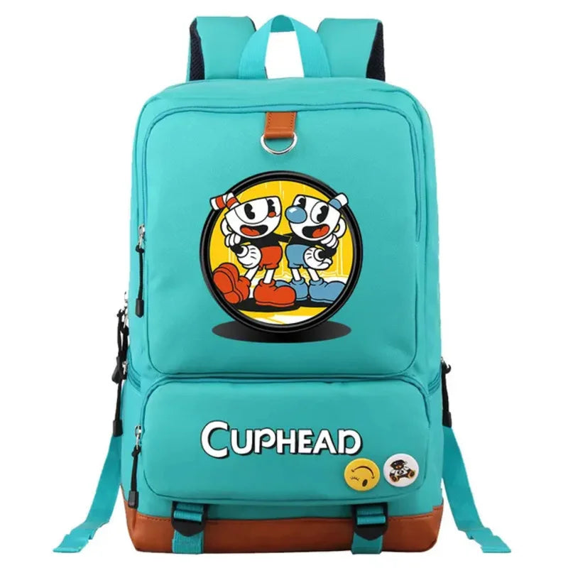 Cuphead Game Mugman Backpack Girls Boys Schoolbag Large Capacity Laptop Bag Waterproof Multifunction Backpack