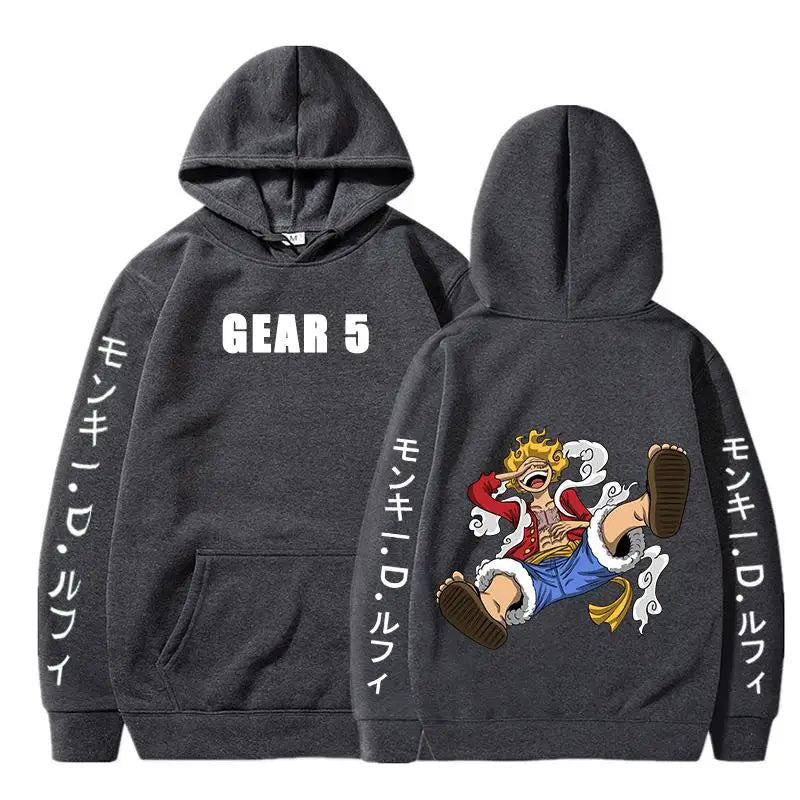 One Piece Anime Men's Hoodies Monkey D. Luffy Gear 5 Sun God Graphic Street Unisex Cotton Pullover Hooded Women Loose Sweatshirt