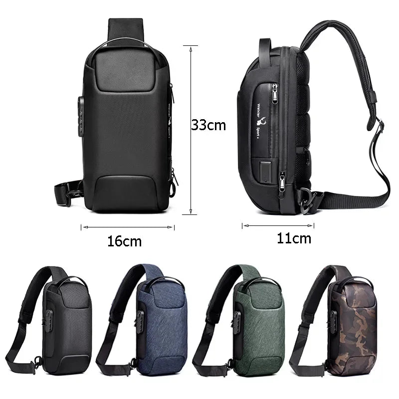 New Multifunction Anti Theft Lock Crossbody for Men Short Trip Shoulder Messenger