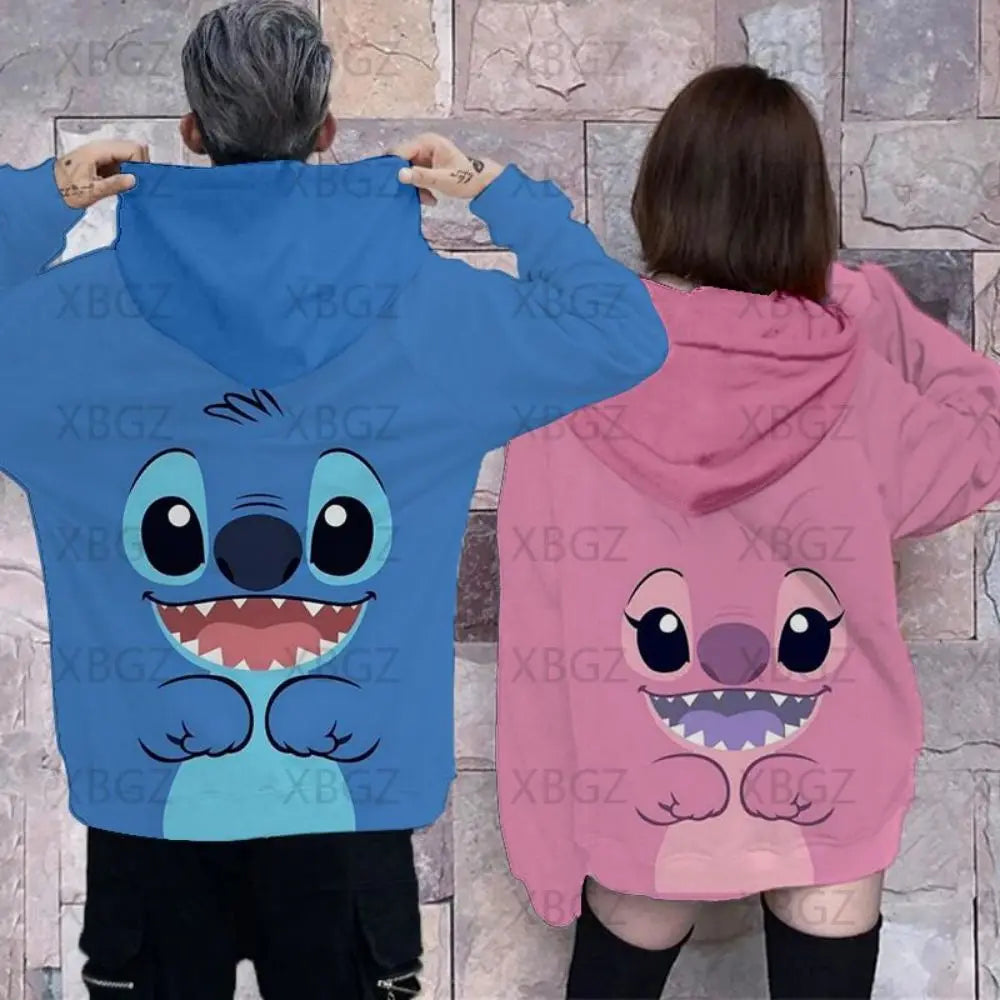 Disney Stitch Sweatshirt Woman 2024 Men's Sweatshirts Fashion Y2k Hoodie  Women's Couple Outfit Lovely Hoodies 3D Print Stitch